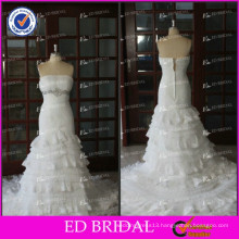 ED Latest Real Photo Crystal Pleating Lace Appliques Alibaba Tiered Wedding Dresses